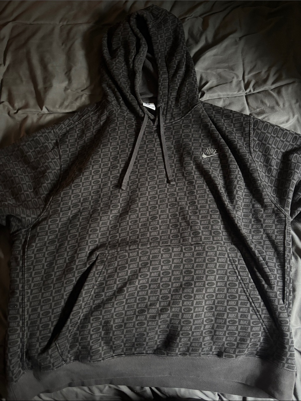 Nike Black Allover Logo Pullover Hoodie